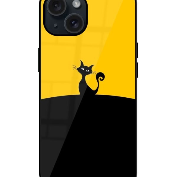 Buy Black Yellow Cat Cartoon Glossy Metal TPU Case at Rs. 249 Only - Zapvi